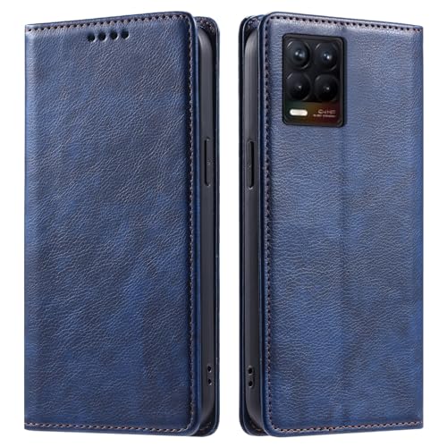 Protection antichoc en cuir bleu pour Realme 8 Pro lors de vos sorties