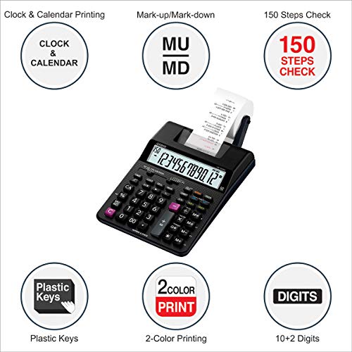 Image of Casio HR-100RC-BK 150 Steps Check & Correct Printing Financial Calculator with Reprint Feature,Black