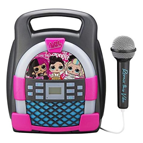 L.O.L Surprise OMG Remix Bluetooth MP3 Sing Along Karaoke Machine - Kids Wireless Rechargeable Portable MP3 Karaoke w/ Mic, Multi Colored LED Light Show, Internal Memory to Store Hours of Music Cover