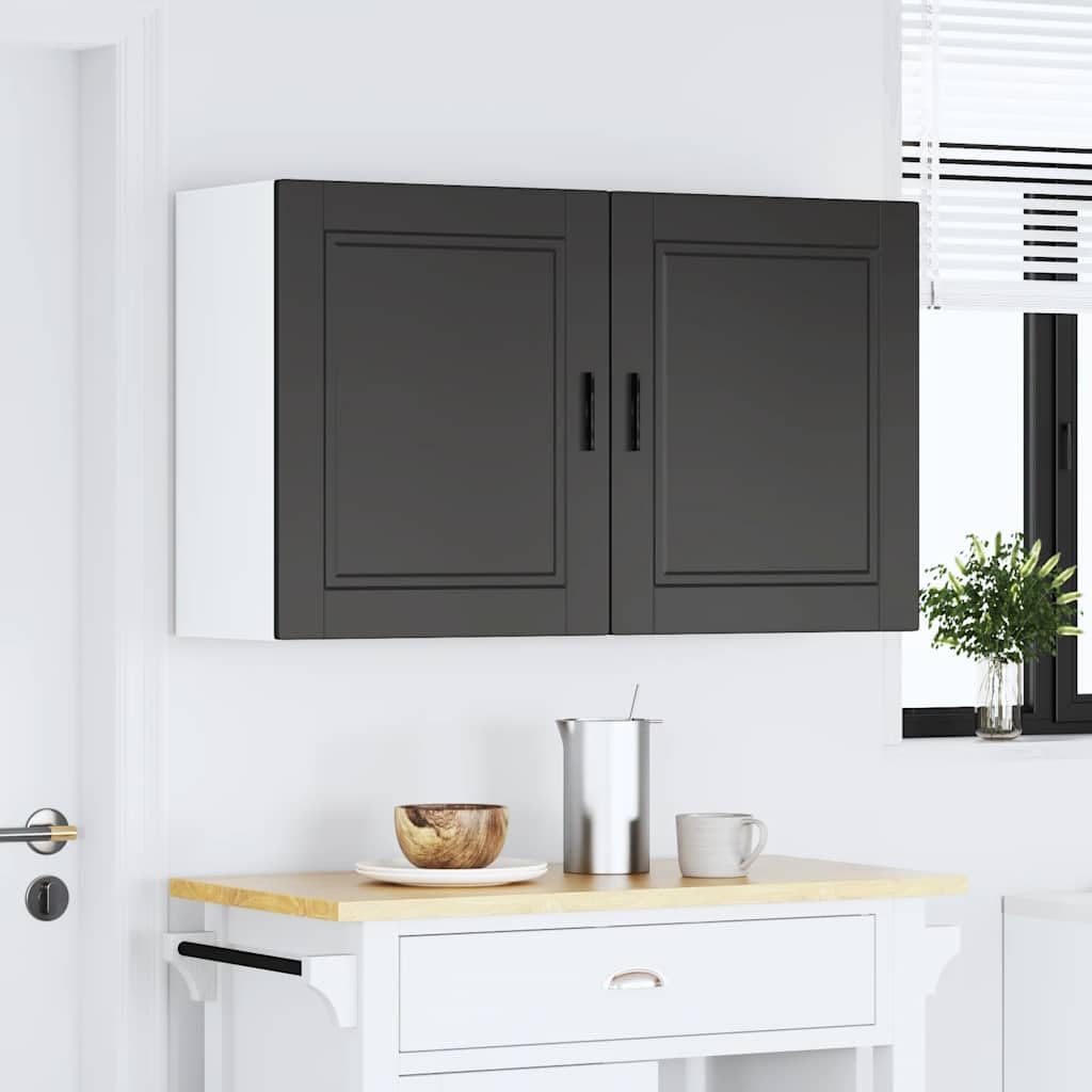 Porto szafki kuchenne wiszące 2 szt. czarne materiał drewnopochodny 50 x 31 x 60 cm przestrzeń do przechowywania szafka ścienna z drzwiczkami do kuchni jadalni i organizer