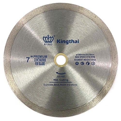 Kingthai 7 Inch Continuous Rim Diamond Saw Blade for Cutting Porcelain Tiles Ceramic,Wet Cutting,7 8 -5 8 Arbor