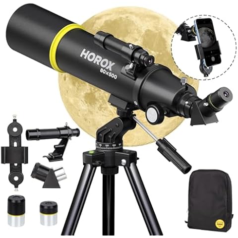 Telescope 80mm Aperture 500mm Refractor Telescope for Adults, Telescopes for Astronomy with Fullsize Tripod & Phone Adapter, Portable Telescopes Backpack Cover