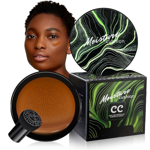 Mushroom Head Air Cushion CC Cream - Moisturizing BB Creams Foundation, Long-Lasting Waterproof New Air Cushion CC Cream Concealer for Even Skin Tone (Dark Brown, 1 PCS)