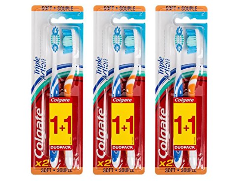 Colgate triple action - Cepillo de dientes manual (dureza suave, 3 unidades)