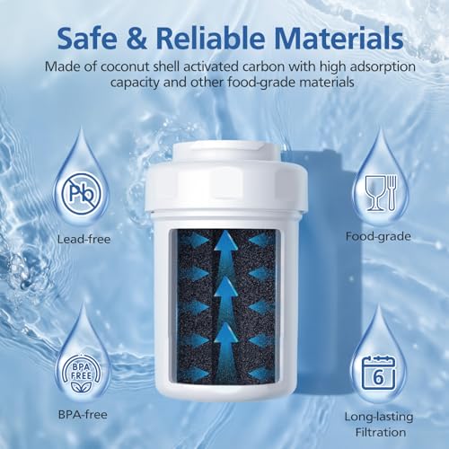 Image of MWF Water Filter Compatible with GE MWF, SmartWater MWFP, MWFA, MWFINT, GWF, GWFA, HDX FMG-1, Kenmore 9991, High Efficiency Filtration and Every 6 Months Value, NSF Certified, 2 Pack