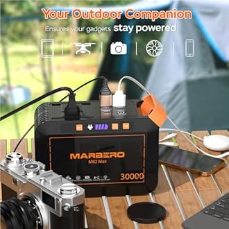 MARBERO 111Wh Portable Power Station with Solar Panel 30W Kit Solar Generator with Panels Included Power Bank with AC Outlet 120W for Camping Home Use Power Outages Outdoor Adventure Emergency RV