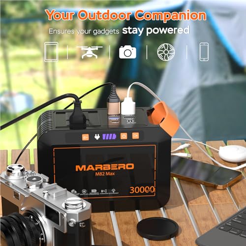 MARBERO 111Wh Portable Power Station with Solar Panel 30W Kit Solar Generator with Panels Included Power Bank with AC Outlet 120W for Camping Home Use Power Outages Outdoor Adventure Emergency RV