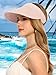 Womens Beach Straw Sun Visor Hat Ponytail Hole UV Protection Wide Brim Summer Cap Packable for Travel UPF 50+(Pink)
