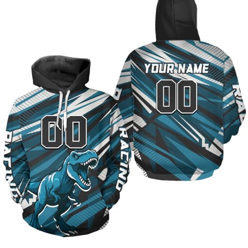 PIONAMZIOZ Dinosaur Motocross Jersey Custom Blue Dirt Bike Shirts for Men Kid Women Upf30+ Off-Road Riding Jersey (US, Alpha, Small, 5X-Large, Regular, Regular, Adult Hoodie)