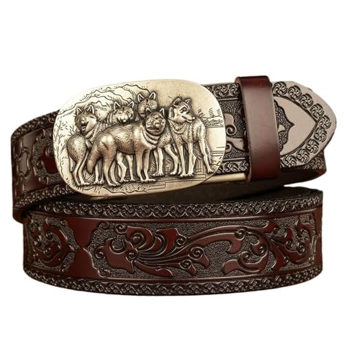 Mens Ratchet Belt Leather Adjustable Designer Belts for Men Slide Retro Belt for Men Dress Casual