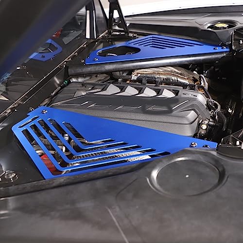 Image of TOYCIDFG Car Front Engine Bay Panel Cover Left Right Splash Shield Oxidation Case Guard Compatible with C8 Corvette 2020-2024 Auto Aluminium Interior Body Part Accessories (Blue)