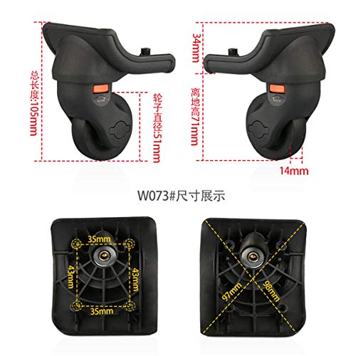 Luggage Wheel,Luggage Suitcase Wheels, DIY Swivel Luggage Mute Wheel Suitcase Replacement Repair Wheels Parts Spinner (W073-DL)2