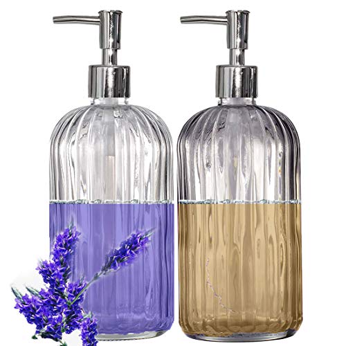 Preisvergleich Produktbild Footsihome Glas-Seifenspender mit Pumpe, Körper-Feuchtigkeitscreme, flüssige Handseife, Desinfektionsmittel oder Aromatherapie-Lotion, klar + schwarz
