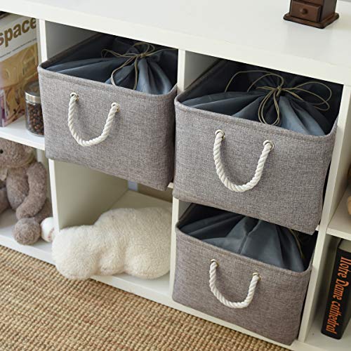 TheWarmHome Fabric Storage Bins Baskets for Organizing, Large Sturdy Storage Basket W/Handles, Decorative Foldable Storage Baskets for Shelves Closet Nursery Toy (X Large - 3 Pack 17.7L×13.8W×9.8H) - Thumbnail 4