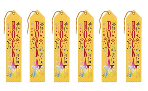 Beistle 6-Piece Rock Star Award Ribbons, 2 by 8-Inch,Multicolored