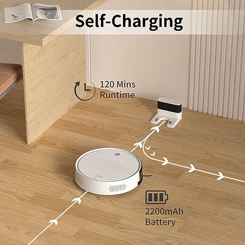 Image of OKP Life Robot Vacuum with 2500Pa Suction, 120-Min Runtime, Alexa /WiFi /App Control, Self-Charging, 500ML Dustbin-Perfect for Pet Hair, Hard Floors, and Low-Pile Carpets