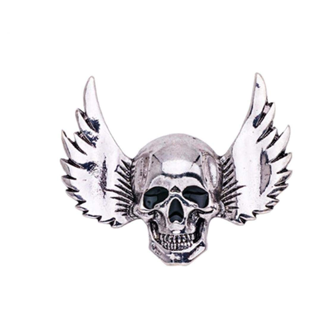Froiny Silver 1Pc Skeleton Brooch Pin Winged Skull Pin Badge Gothic Punk Brooch Gift For Halloween Party Costume