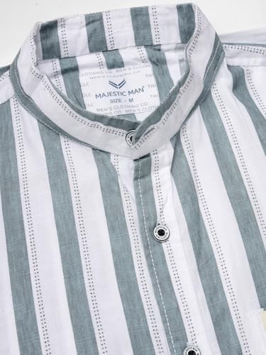 Image of Majestic Man Men's Pure Cotton Mandarin Collar Slim Fit Casual Shirt