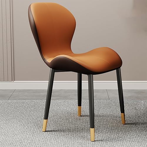 Juego de 2 elegantes sillas de comedor de cuero con patas de metal, sillas laterales tapizadas modernas para restaurante, hotel, cocina y sala de estar