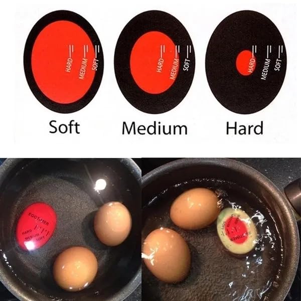 INFOMAX Isıya Duyarlı Yumurta Pişirme Zamanlayıcısı | Rafadan, Kayısı, Tam Pişmiş Ayar Göstergeli | Isıya Göre Renk Değiştirir | Mükemmel Kıvamda Yumurta Garantisi