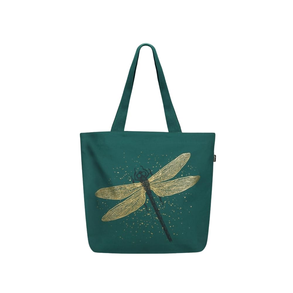 Eco Right Aesthetic Canvas Tote Bag for Women - Large, Reusable, Zippered Tote Bag with Inner Pocket, Perfect for School, Shopping, Work, Beach, Cute & Eco-Friendly Gift for Girls, Teachers, Mothers