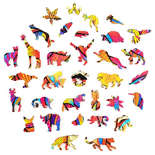 UNIDRAGON Wooden Jigsaw Puzzle, Best Gift for Adults and Kids, Unique Shape Jigsaw Pieces Mysterious Lion, 12.2 х 15.7… – Bild 8