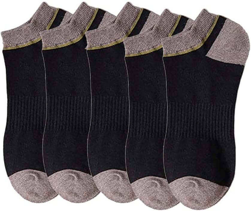 5 Pairs of Men's Socks Shallow Mouth Four Seasons Cotton Socks Sports Breathable Invisible Boat Socks(D)