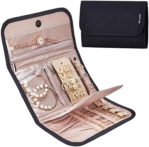 BELALIFE Travel Jewelry Case Organizer, Foldable Storage Roll for ...