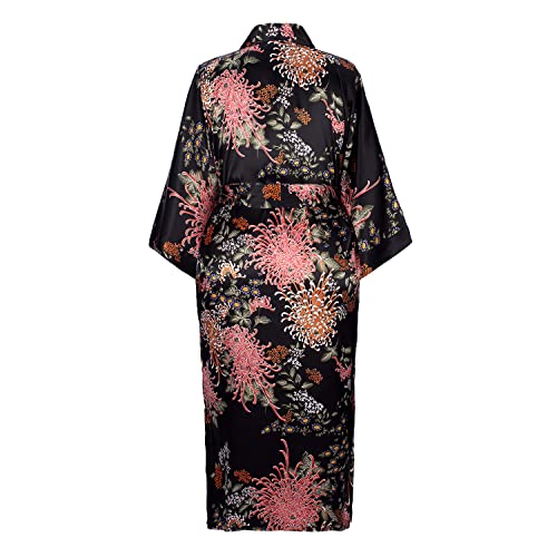 Image of Applesauce - 808V - Plus Size Women's Kimono Long Robe - Vintage Floral (One-Size fits most US 1X 2X 3X)
