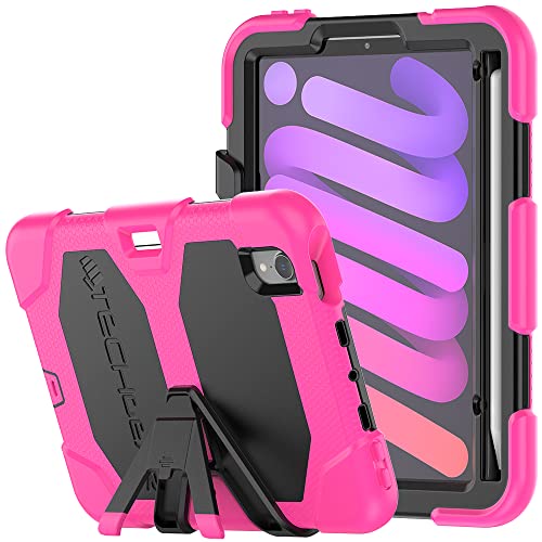 TECHGEAR G-SHOCK Armour Shockproof Case for iPad Mini 7 2024 & Mini 6 2021 (7th & 6th Gen) - Tough, Heavy Duty with Stand - Kids, Schools, Builders, Restaurant - PINK
