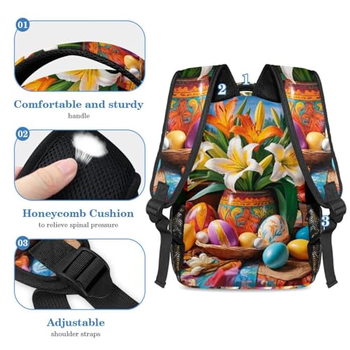 Ensemble sac à dos scolaire ado fille garçon et trousse de rangement œufs colorés