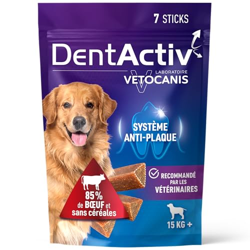 Vetocanis | Dentactiv | Stick Dentale | Dolcetti per cani gourmet | Igiene e Salute | Ricco di Carne | 85% di Pollo | Consigliato dai Veterinari | Cane 2-15kg