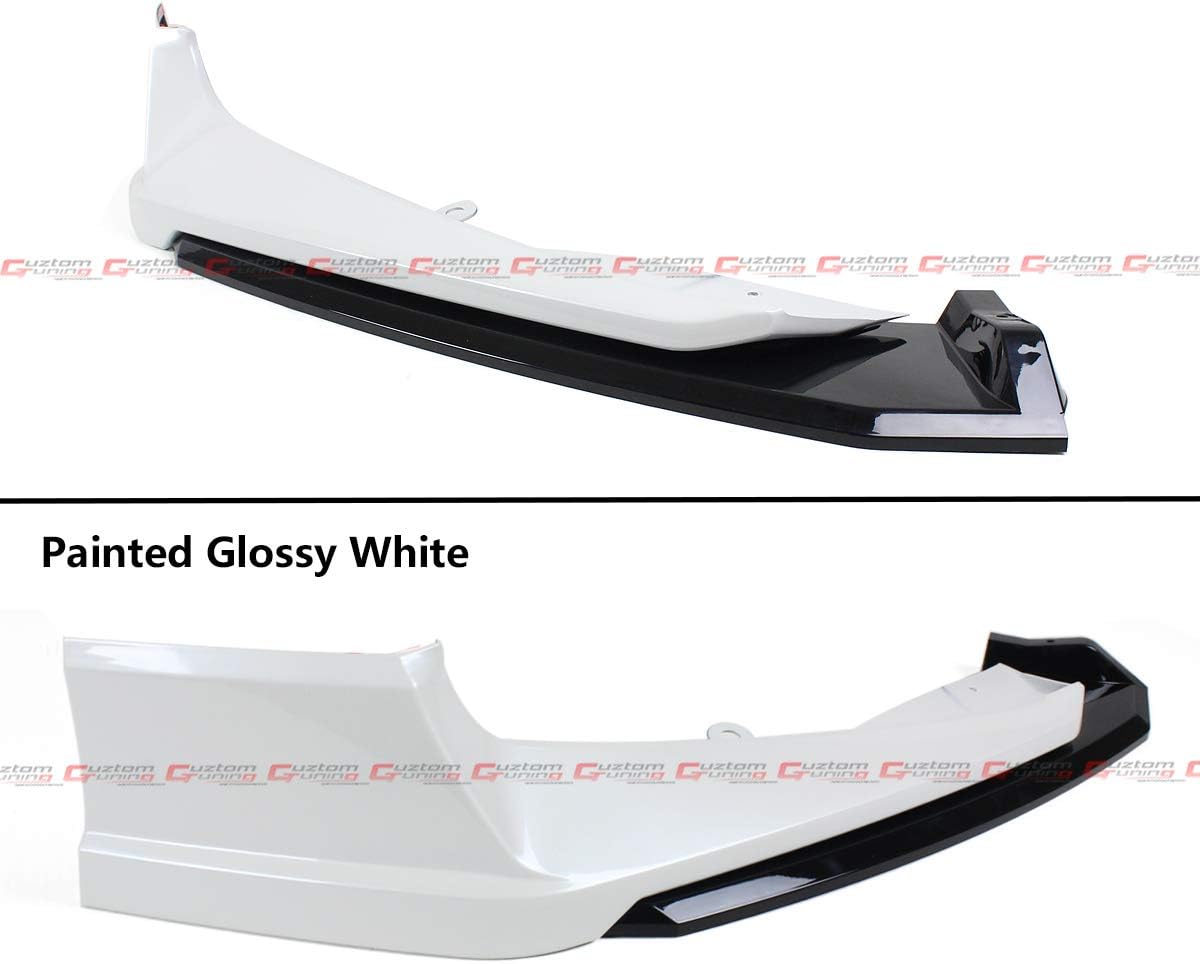Akasaka 5 Pieces Design Platinum White Pearl Front Bumper Splitter + Glossy Black Lip Spoiler Kit Compatible with 2018-2020 Honda Accord Model