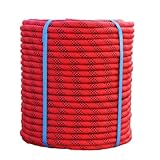 Cuerda de arborista Trenzada Doble roja, 10-60 m, 48 hebras, Resistente, de poliéster, for Exteriores, for Columpios, Tirar de árboles, Acampar Hacer Senderismo(6mm,60m)