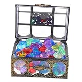 COLLBATH 用人工宝 アクリル製シミュレーションジェム トレジャーボックス入り 透明宝箱付き パーティー装飾 誕生日会 ハロウィン向け遊び道