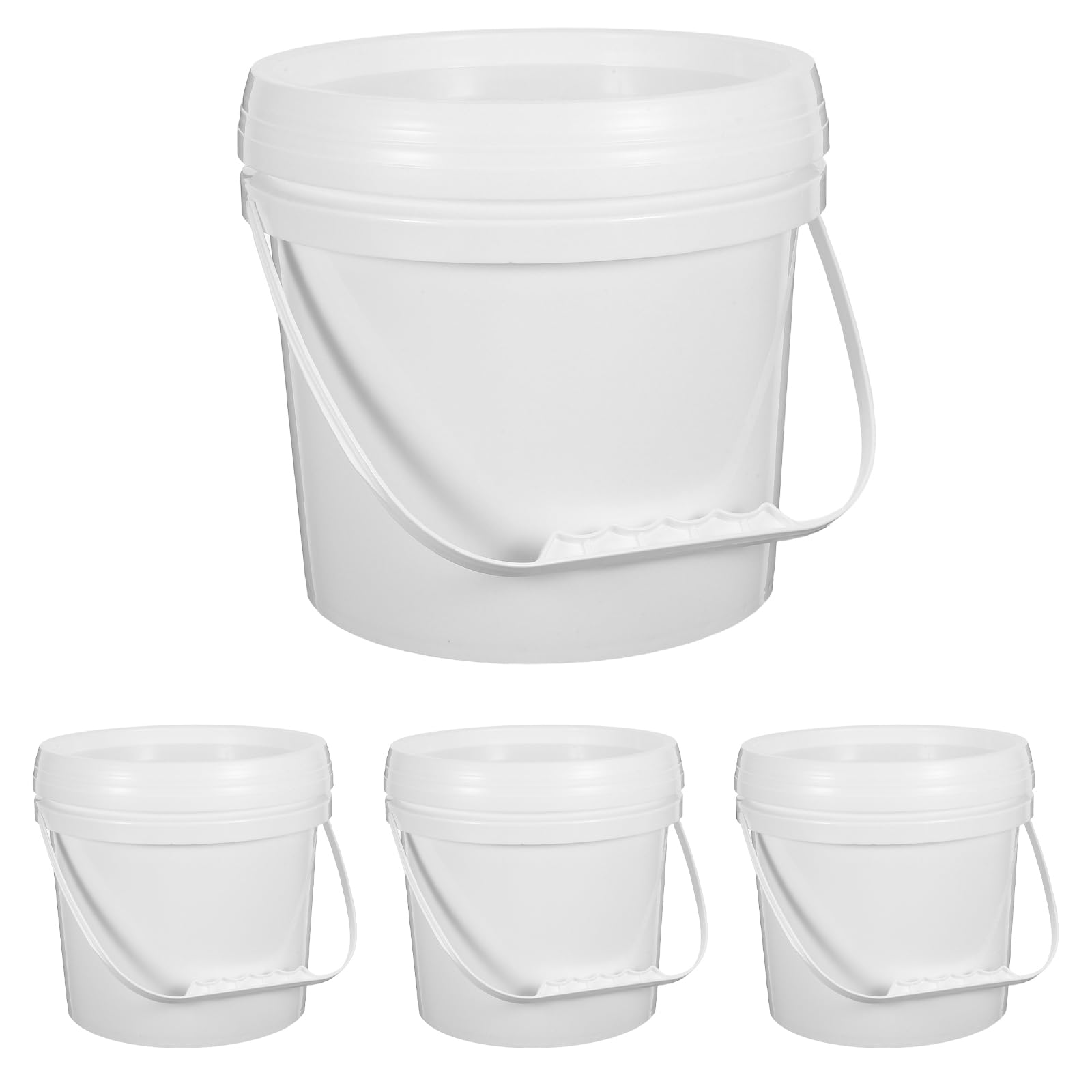 Ciieeo 4 Sztuki Częściowy Białych Plastikowych Pojemników Do Przechowywania Żywności z Pokrywkami i Uchwytami Wielofunkcyjne Wiadra Do Lodów Mleka i Przetworów Łatwe Czyszczenia Duża
