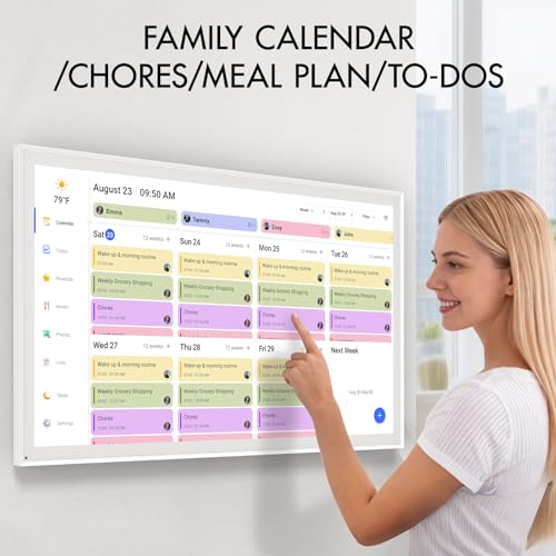 Image of LOOFII 27 Inch Smart Digital Calendar - 1920x1080 Full HD Touchscreen Calendar & Family Planner with Chore Chart & Meal Planner, Wall-Mountable