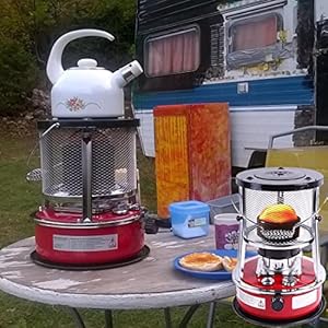 Campingverwarmer Draagbare kerosineverwarmers voor binnen, buiten, terras, terras, huis, rood/witte ruimteverwarmer, met opbergtas en 6 lonten (kleur: ROOD-4.6L) (