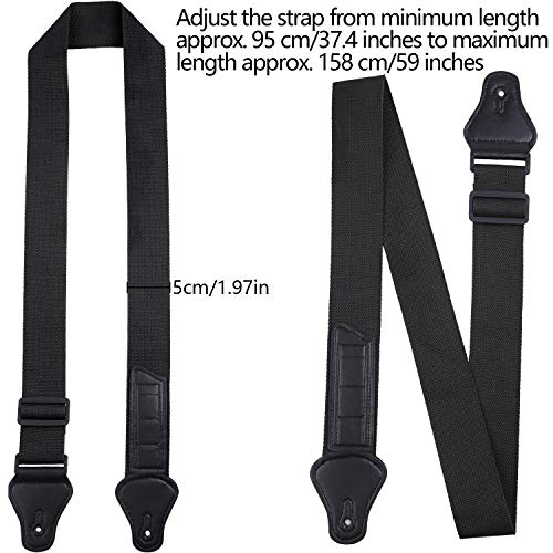 URATOT Sangle de guitare réglable avec extrémités en cuir pour guitare avec 3 supports de médiators et 6 médiators Noir - Les Beatles, Paul McCartney, John Lennon, RIngo Starr, George Harrison URATOT Sangle de guitare réglable avec extrémités en cuir pour guitare avec 3 supports de médiators et 6 médiators Noir – Image 3
