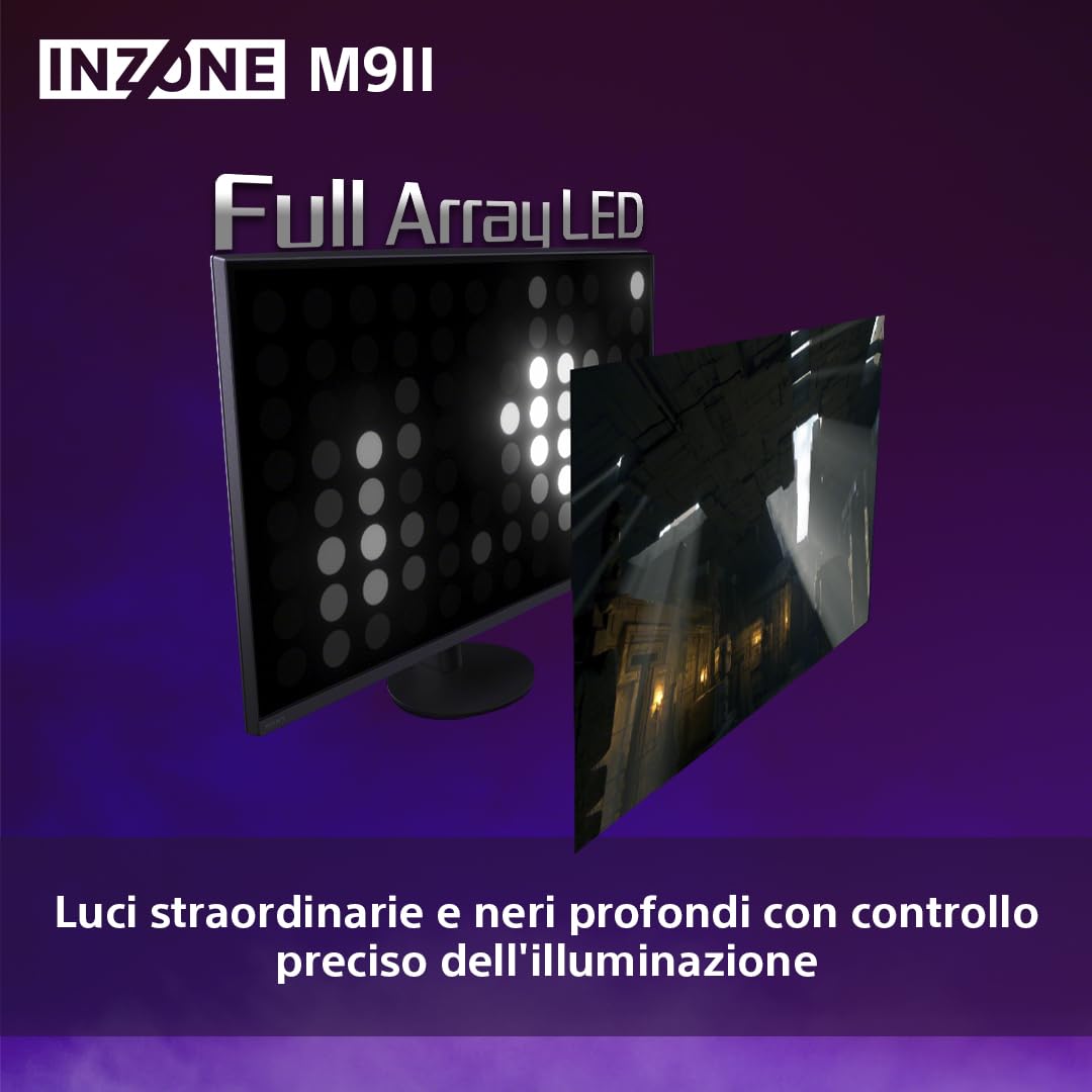 Sony INZONE M9II 27" 4K Ultra HD PC Gaming Monitor: 2160p Resolution - 160Hz Refresh Rate - 1ms GTG - DCI-P3 95% Spectrum - Full Array LED - G-Sync - Adaptive Sync - VRR, Nero