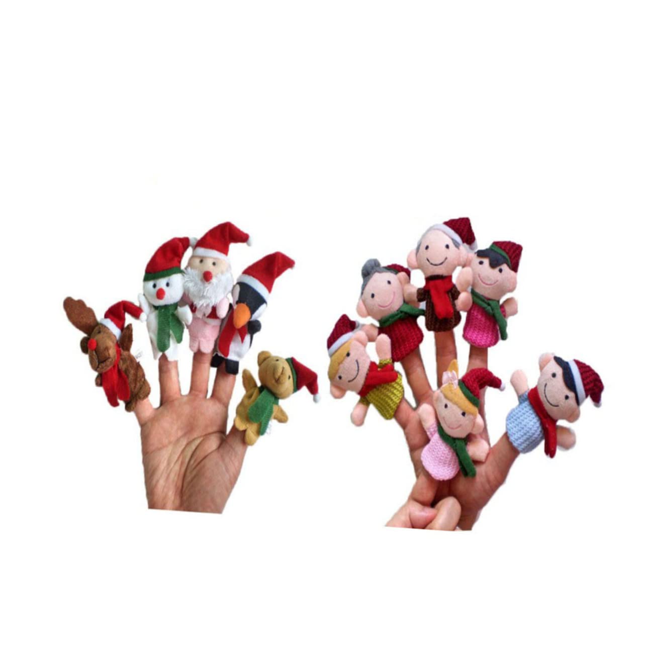 TOYANDONA Pz Bambola Da Dito Cartoni Animati Bambola Da Dito Per Bambini Bambola Da Dito Di Natale Marionette Da Dito Per Bambini Giocattoli Di Babbo Natale Animale Calzini Natalizi