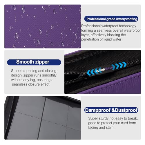 Image of Card Binder - 1024 Capacity, Zippered Trading Card Holder for MTG, Sports & Collectible Cards - Acid-Free, Durable & Travel-Friendly Storage (Purple dots, 16 Pocket)