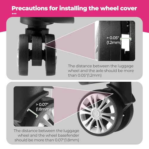 Image of 8Pcs Upgrade Luggage Wheel Covers,Essential Travel Accessories, Hot pink, Soft, Silent. Protect Luggage Wheels