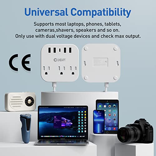 image for European Travel Plug Adapter, Unidapt US to UK Europe Plug Adapter, Po