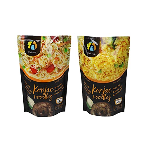 Hethstia 12-Pack Shirataki Noodle Keto Spaghetti Pasta And Konjac Rice (Each 9.52 Oz, 6-Pack Oat Flavor) Paleo-Friendly, Sugar Free, Gluten-Free, Low Calorie And Vegan #TOP18