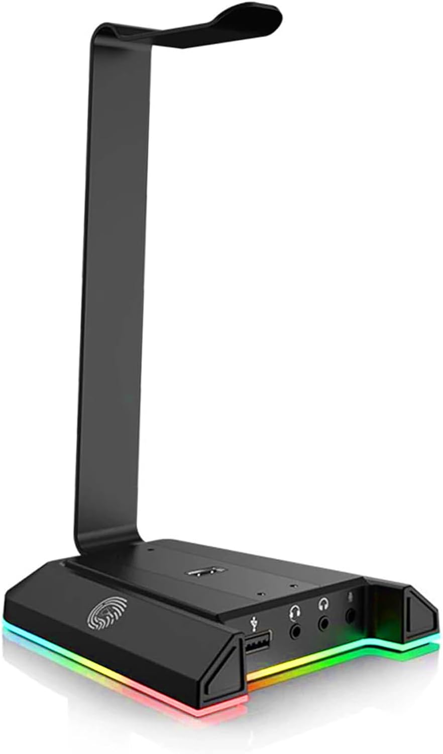 RGB Headset Stand, Headphone Stands with 7.1 Surround Sound & USB/3.5mm Port, Desk Gaming Headsets Holder with Aluminum Alloy Rod & Non-Slip Rubber Pad, Suitable for Most Gamer Desktop Earphones
