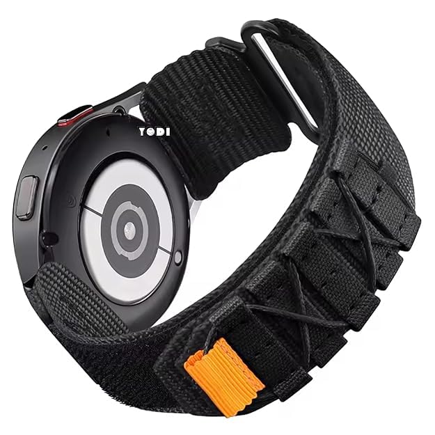Image of YODI 22mm Strap Band Compatible with Noise Colorfit Pro 6 Max /Halo 1.43, Samsung Galaxy Watch 3 (45mm) / Watch (46mm) Smartwatch Only, Nylon Sturdy Classic Straps (Rugged-Black)
