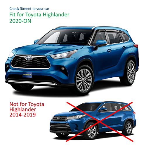 Goodyear Shatterproof Window Deflectors For Toyota Highlander 2020-2023, Tape-On Rain Guards, Window Visors, Vent Deflector Visor, Car Accessories, 6 Pcs. - Gy008533 #TOP4