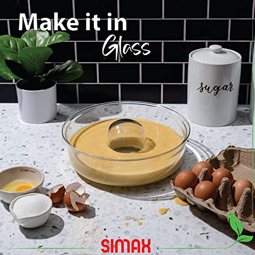 Image of SIMAX Clear Glass Shallow (4.75 inch) Bundt Pan | Heat, Cold, and Shock Proof, Holds 2.1 Quarts (8.4 Cups), Made in Europe