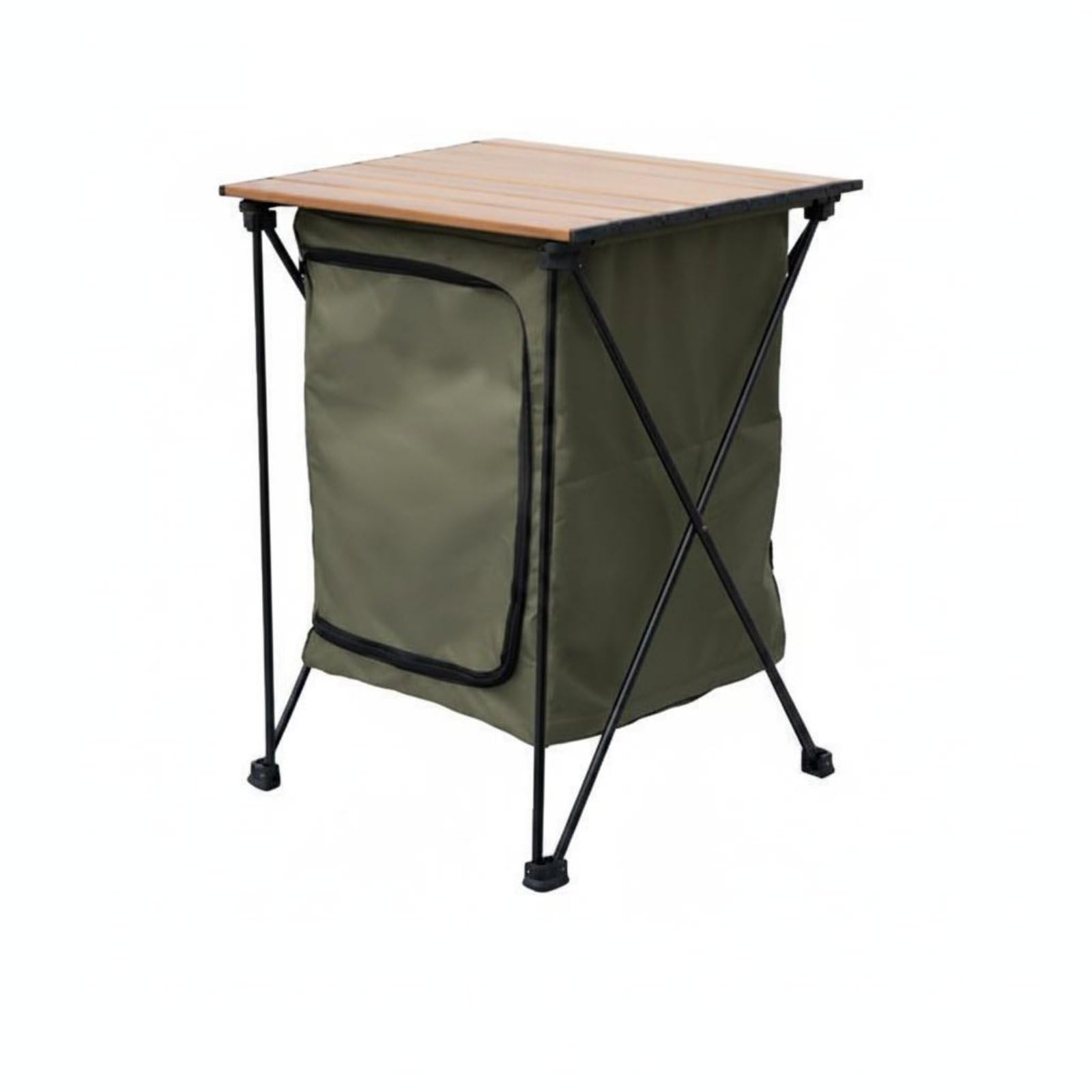 Armoire de Rangement Portable Table de Cuisine Pliable de Camping en Aluminium Pratique à Transporter pour le Rangement d'Ustensile Plein Air Pique-nique Séjour, Vert Armée